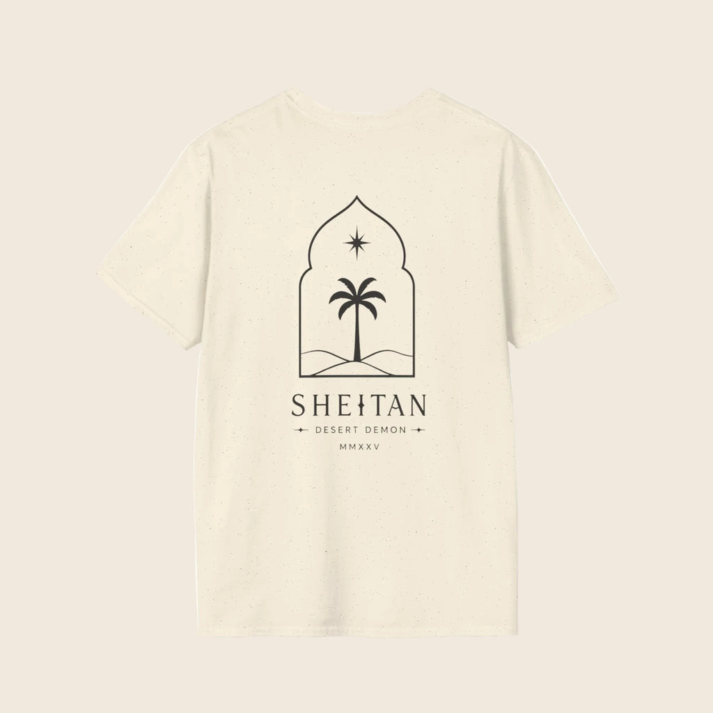 T-Shirt — Minimal 'SHEITAN' Logo Tee | Neutral Casual Shirt