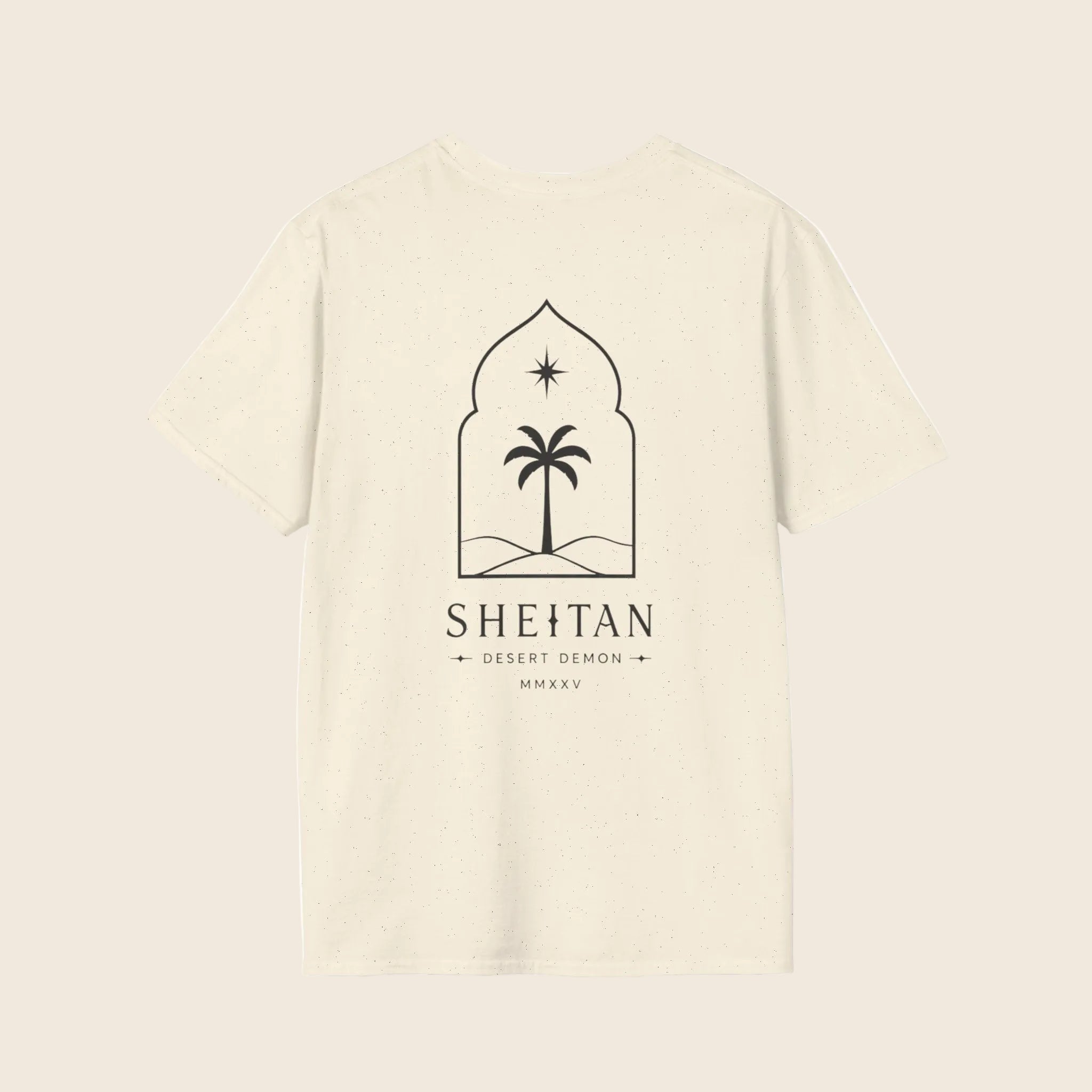T-Shirt — Minimal 'SHEITAN' Logo Tee | Neutral Casual Shirt