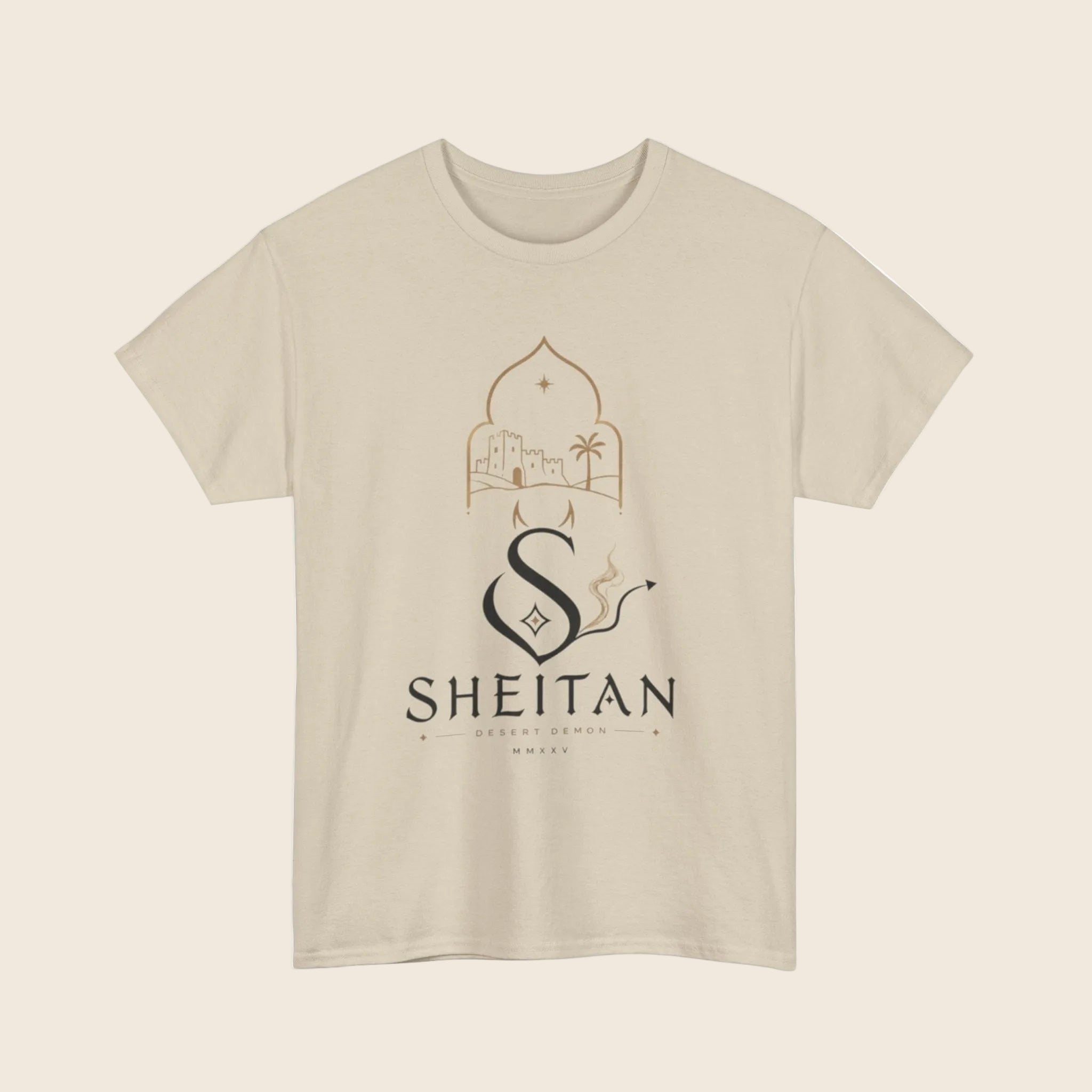 Sheitan Arabic Calligraphy Tee | Desert, Smoky S Motif