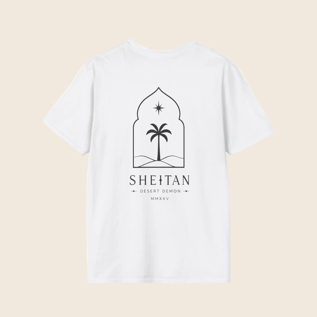 T-Shirt — Minimal 'SHEITAN' Logo Tee | Neutral Casual Shirt