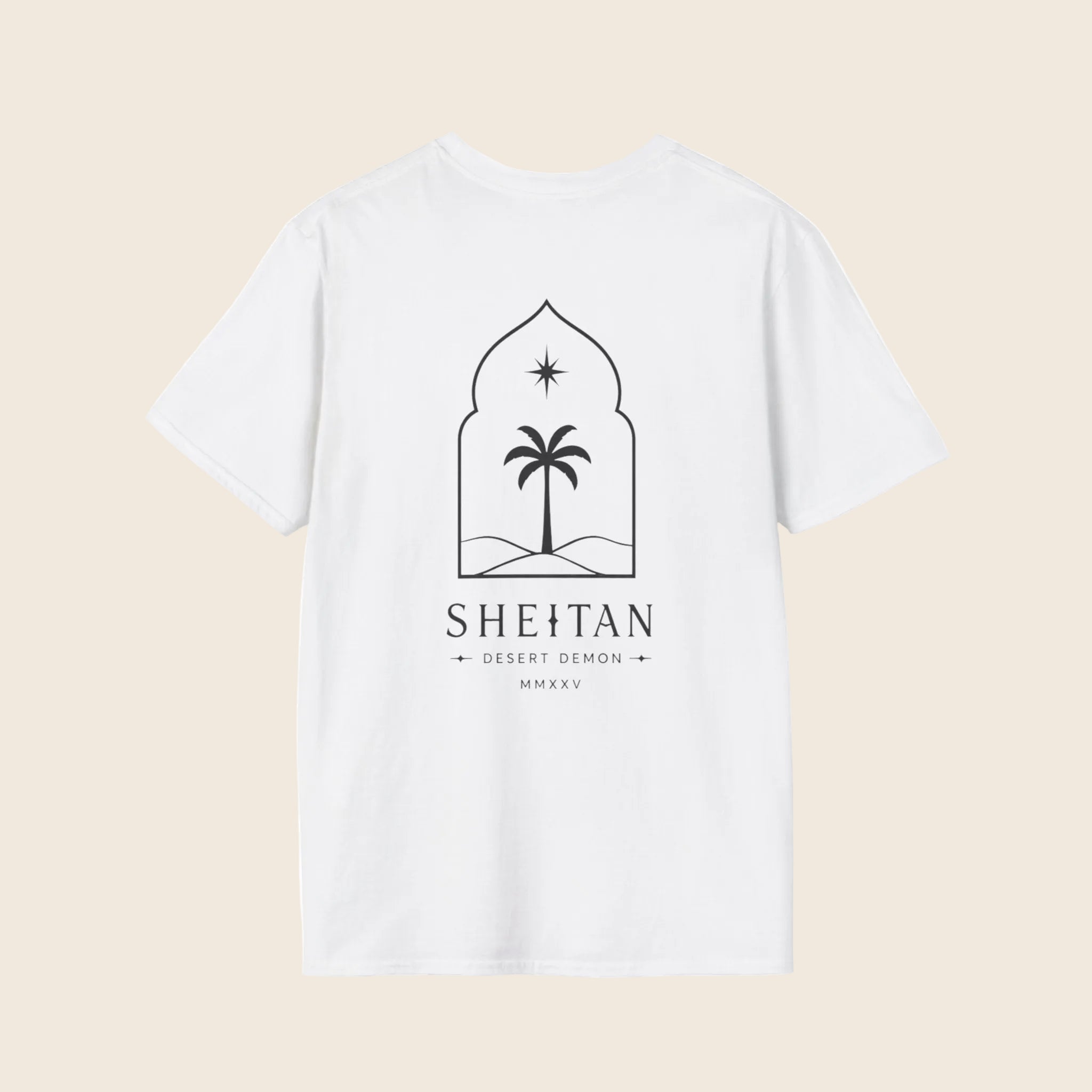 T-Shirt — Minimal 'SHEITAN' Logo Tee | Neutral Casual Shirt