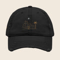 Distressed Embroidered Dad Hat — Desert Oasis Palm & Star Baseball Cap