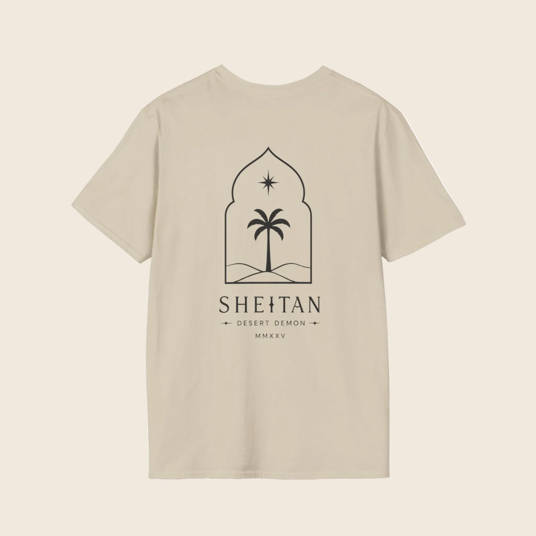 T-Shirt — Minimal 'SHEITAN' Logo Tee | Neutral Casual Shirt