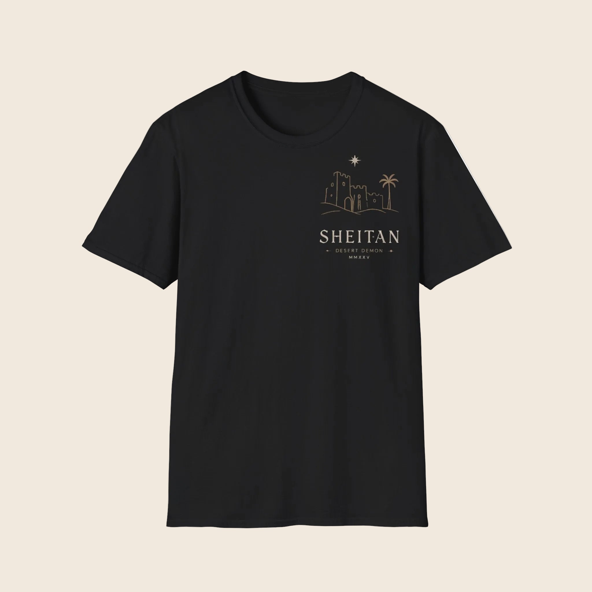Sheitan Castle Graphic Tee — Minimal Nightscape T-Shirt
